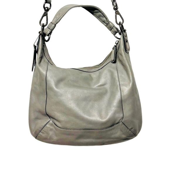 Coach Kristin Spectator 18287 Crocadile Style Leather Putty Gray Shoulder Bag - Picture 2 of 8
